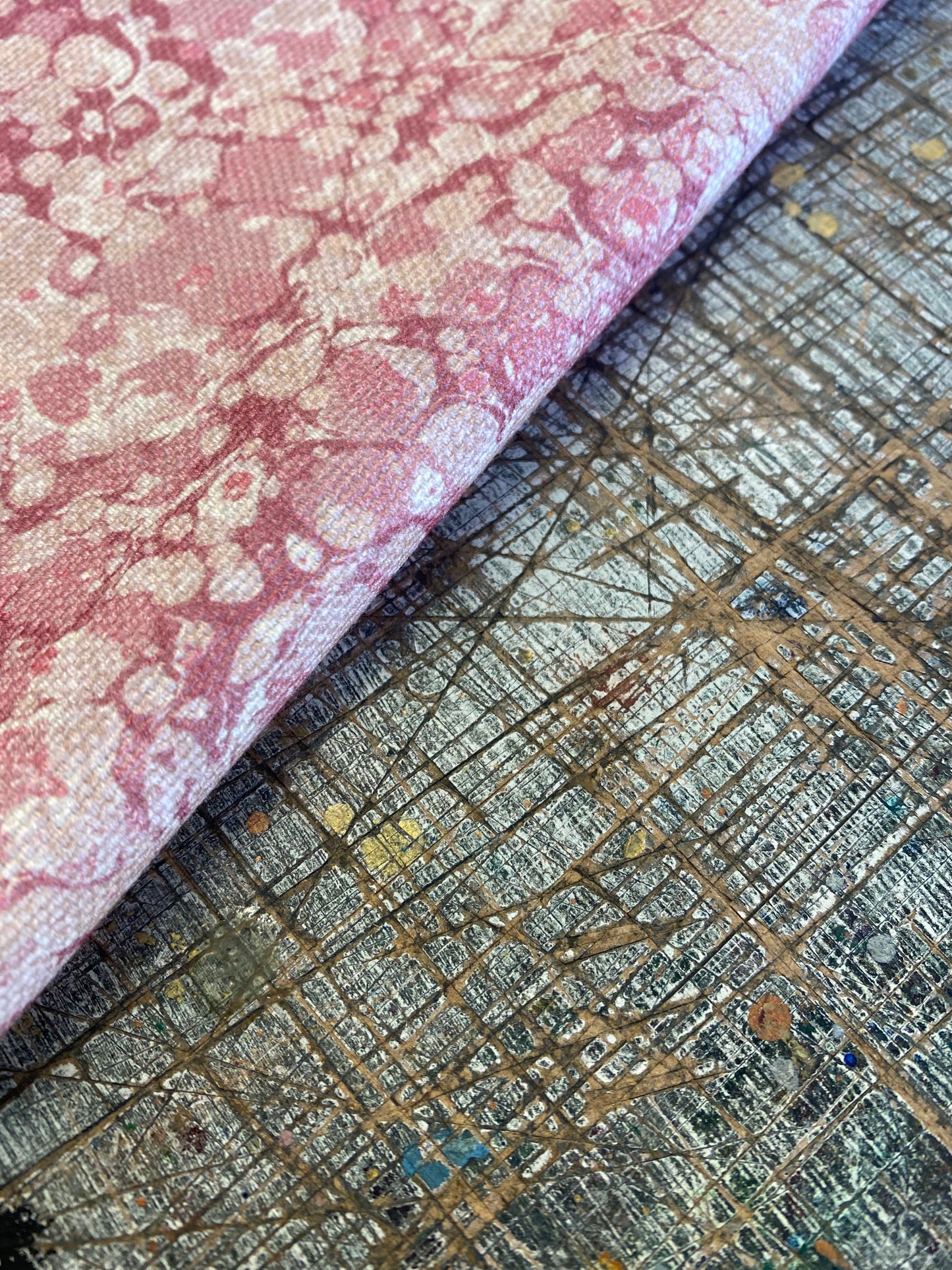 Marbled Fabric - 'Ditzy' Col: Eglantine - Linen / Cotton Union
