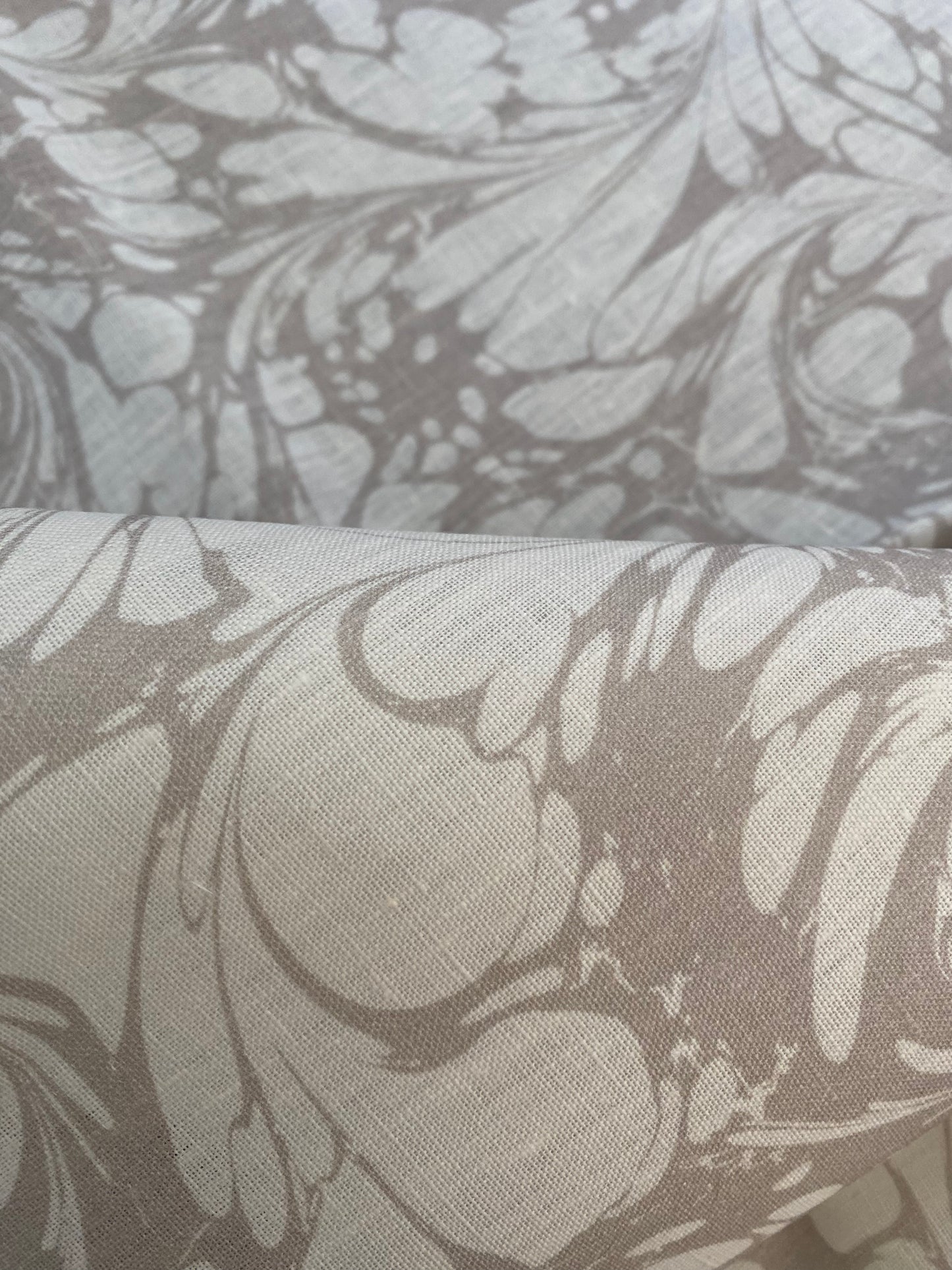 Custom Marbled Fabric - 'Flourish' - Linen / Velvet / Wool