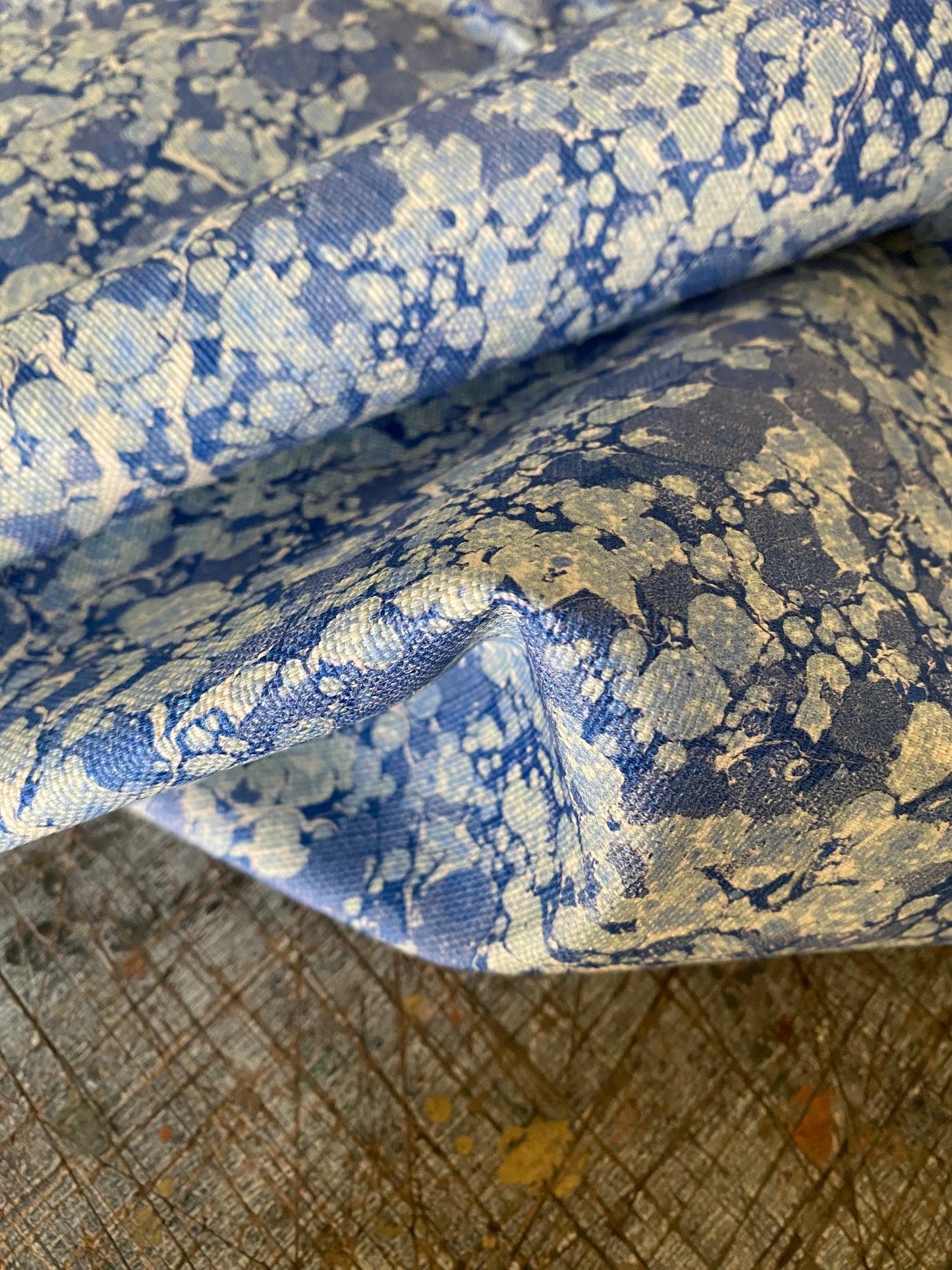 Marbled Fabric - 'Ditzy' Col: Blue Daze - Linen / Cotton Union
