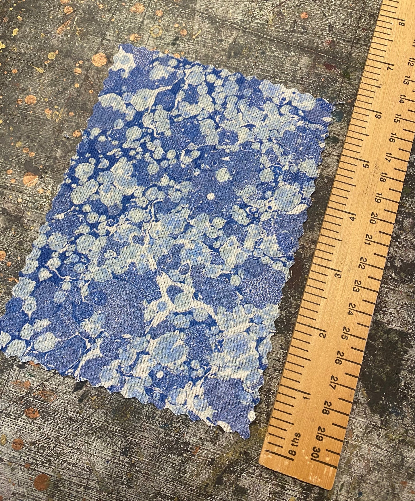 Marbled Fabric - 'Ditzy' Col: Blue Daze - Linen / Cotton Union