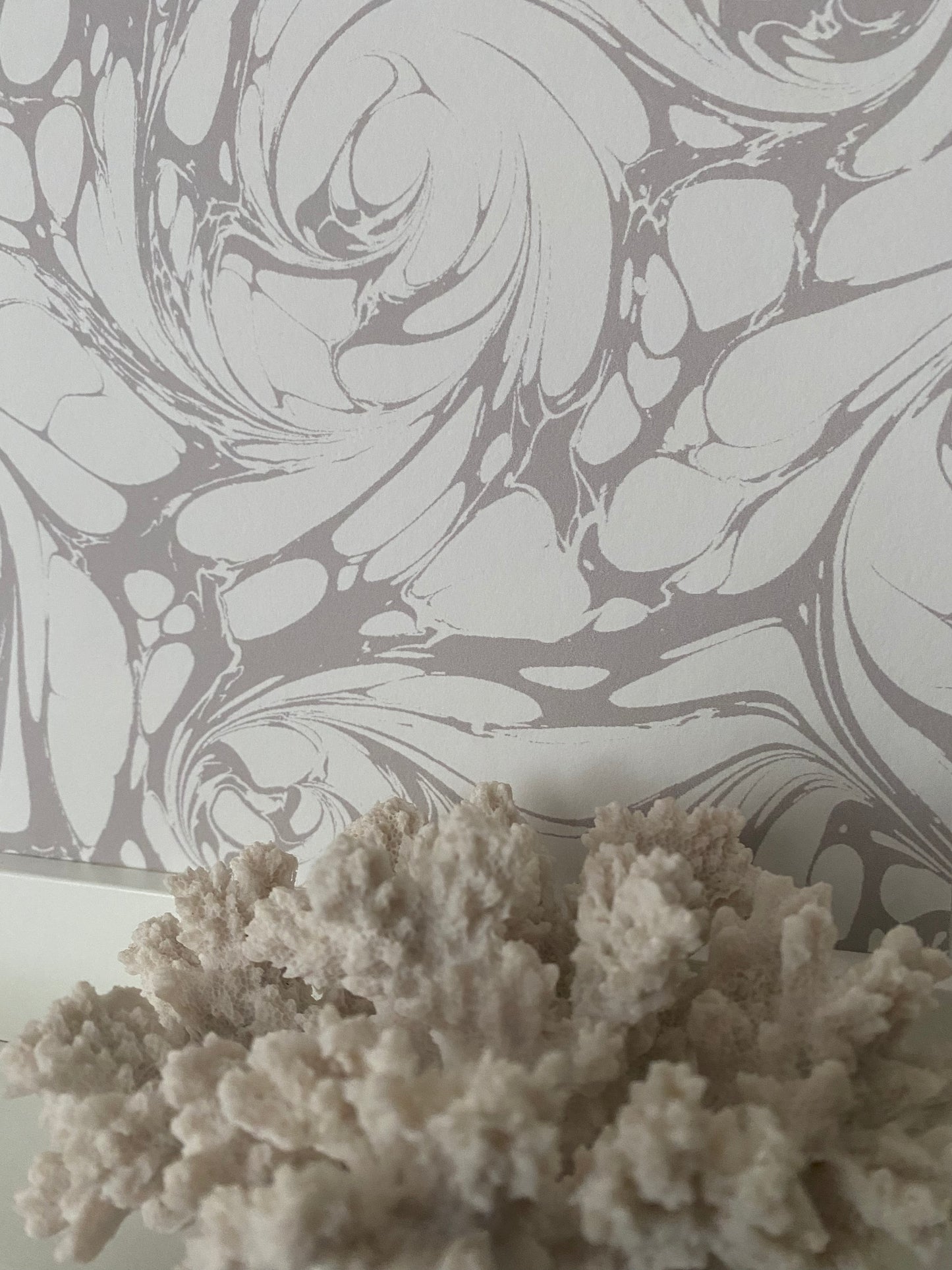 Marbled Wallpaper - 'Flourish' Col: Silver Ghost - Eco Non-Woven