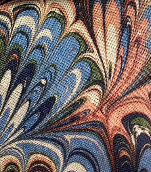 Marbled Fabric - 'Serpentine' Col: Summer - 100% Fine Linen