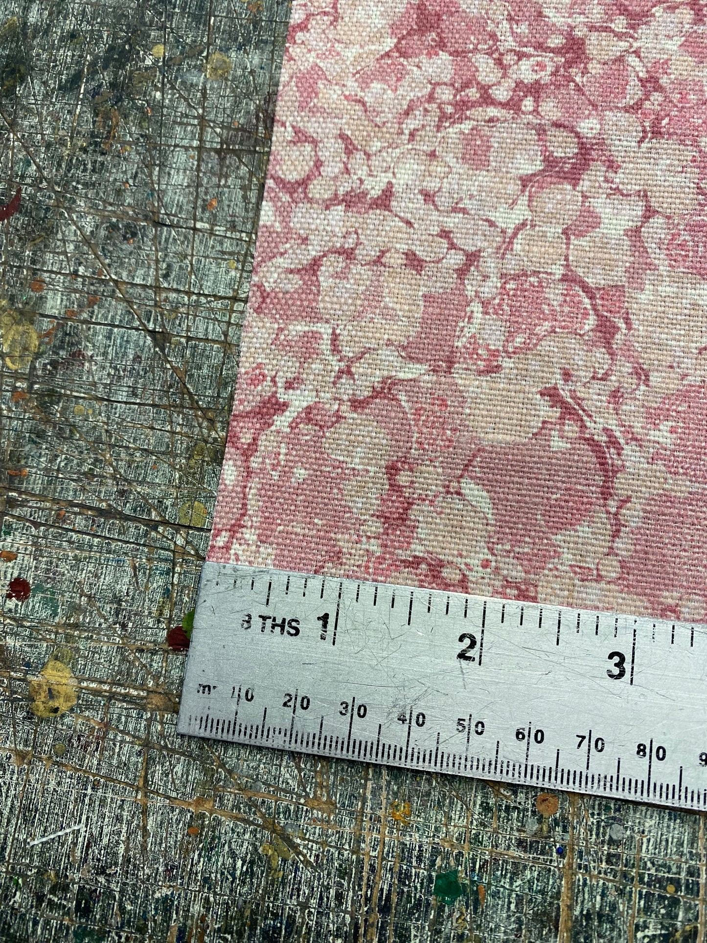 Marbled Fabric - 'Ditzy' Col: Eglantine - Linen / Cotton Union