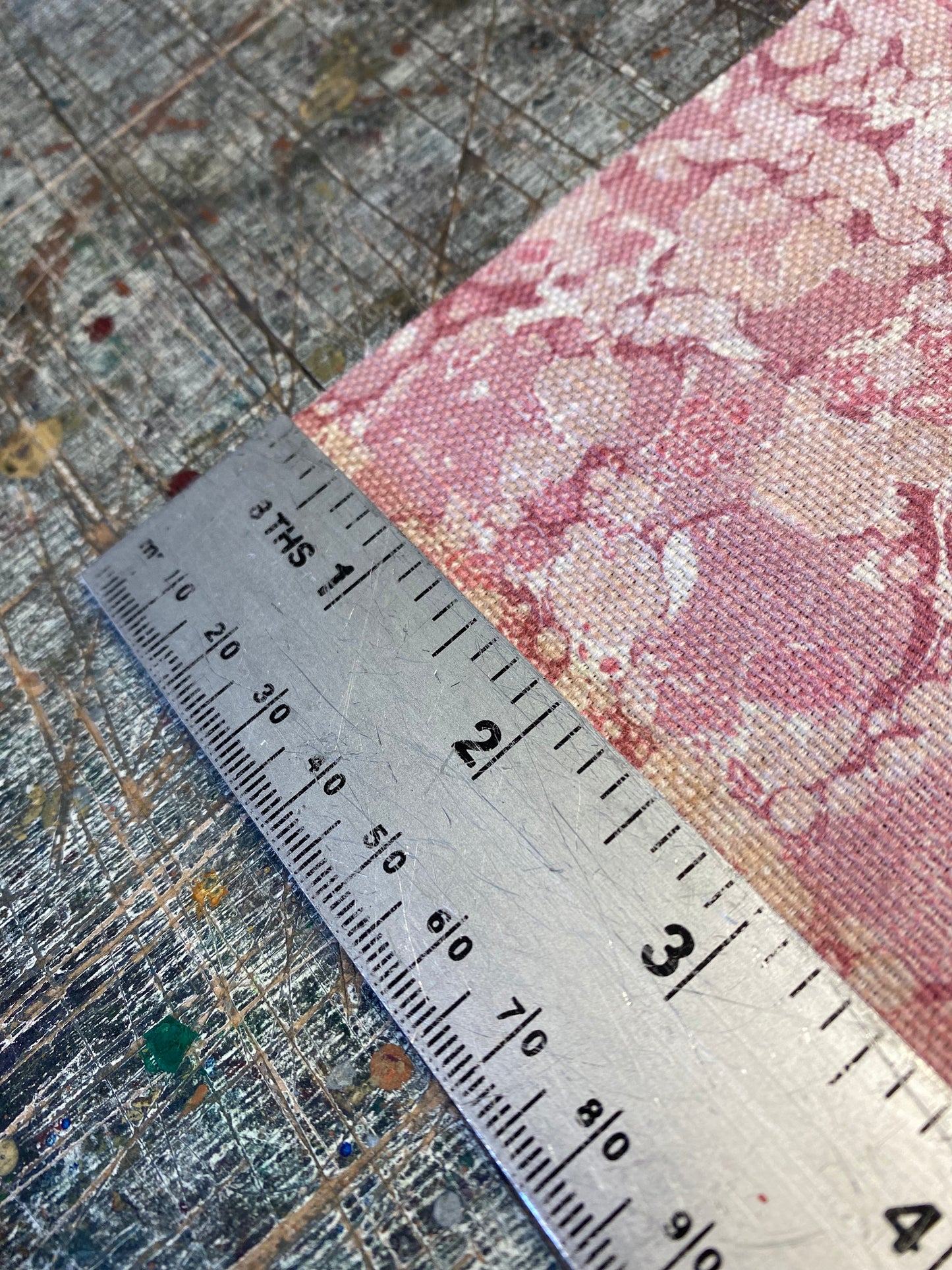 Marbled Fabric - 'Ditzy' Col: Eglantine - Linen / Cotton Union