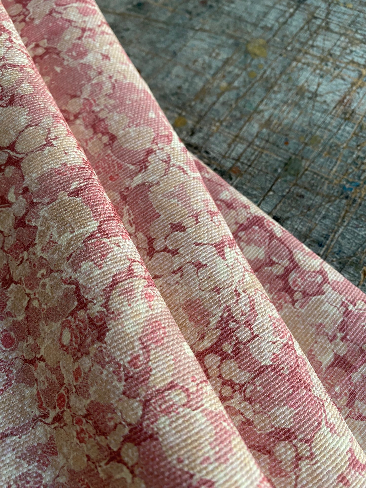 Marbled Fabric - 'Ditzy' Col: Eglantine - Linen / Cotton Union