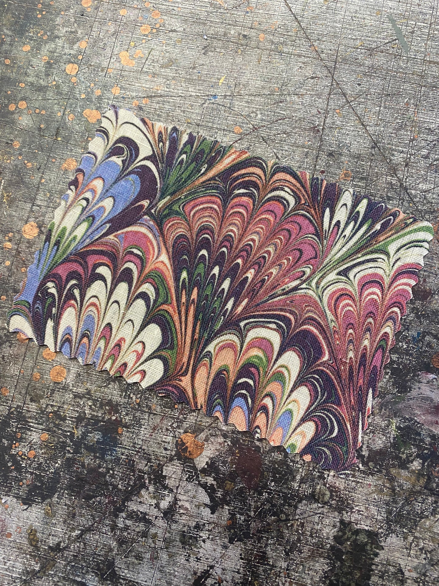 Marbled Fabric - 'Serpentine' Col: Summer - 100% Fine Linen