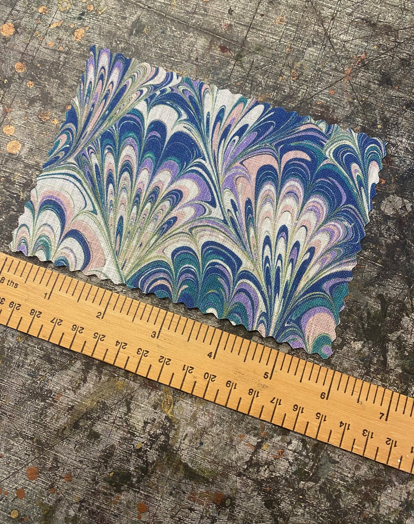 Marbled Fabric - 'Serpentine' Col: Spring - 100% Fine Linen