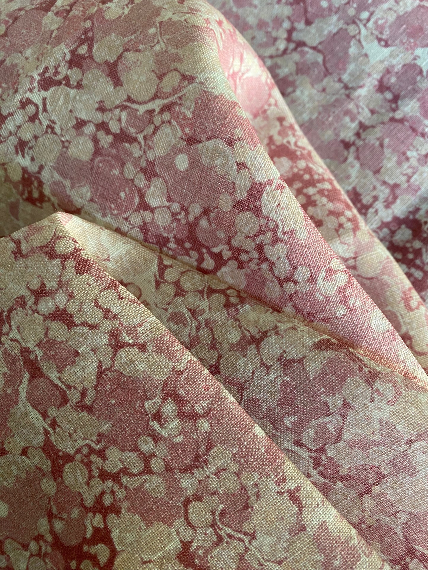 Marbled Fabric - 'Ditzy' Col: Eglantine - 100% Fine Linen