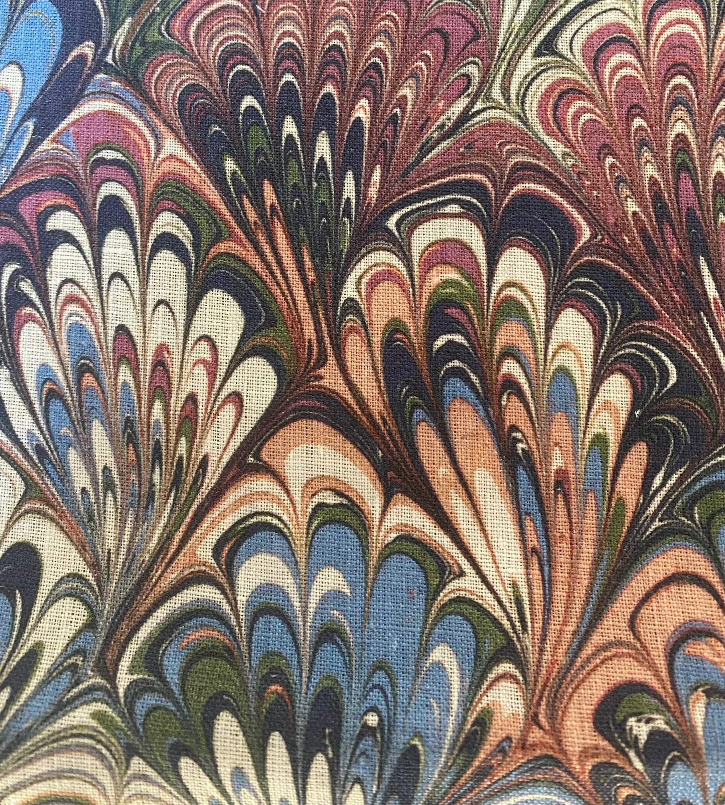 Marbled Fabric - 'Serpentine' Col: Summer - 100% Fine Linen