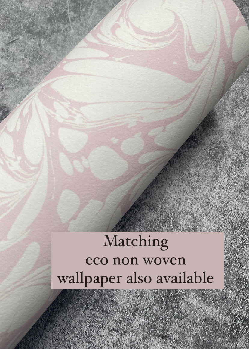 Marbled Fabric - 'Flourish' Col: Candytuft - 100% Fine Linen