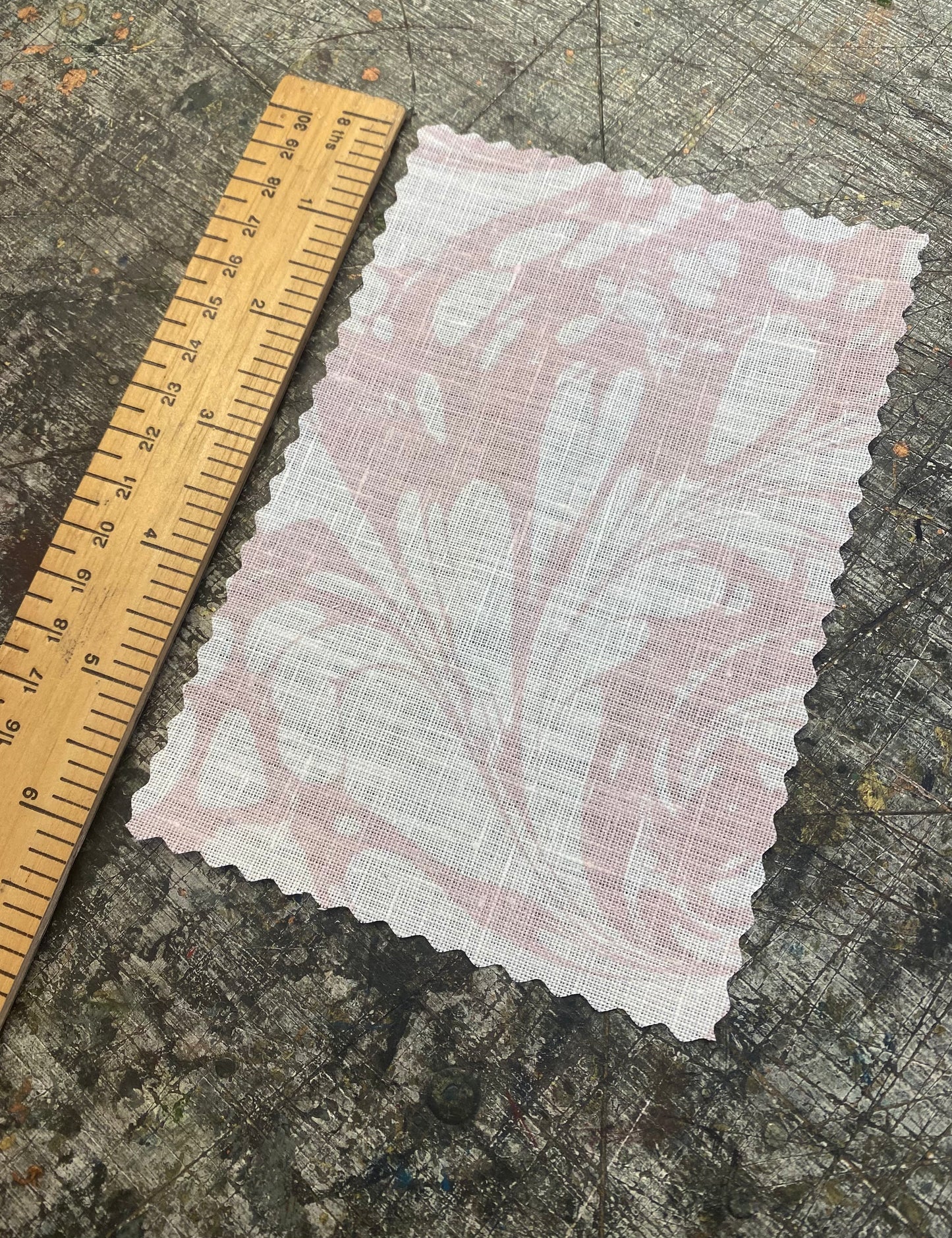 Marbled Fabric - 'Flourish' Col: Candytuft - 100% Fine Linen