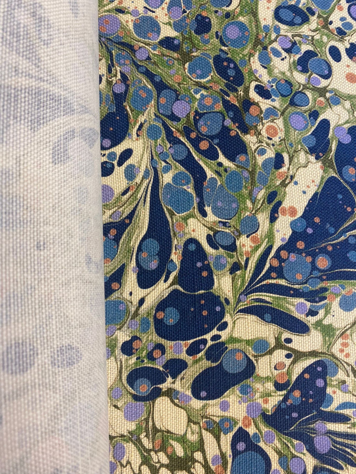 Marbled Fabric - 'Juniper' Col: Blue Anise - Linen / Cotton Union