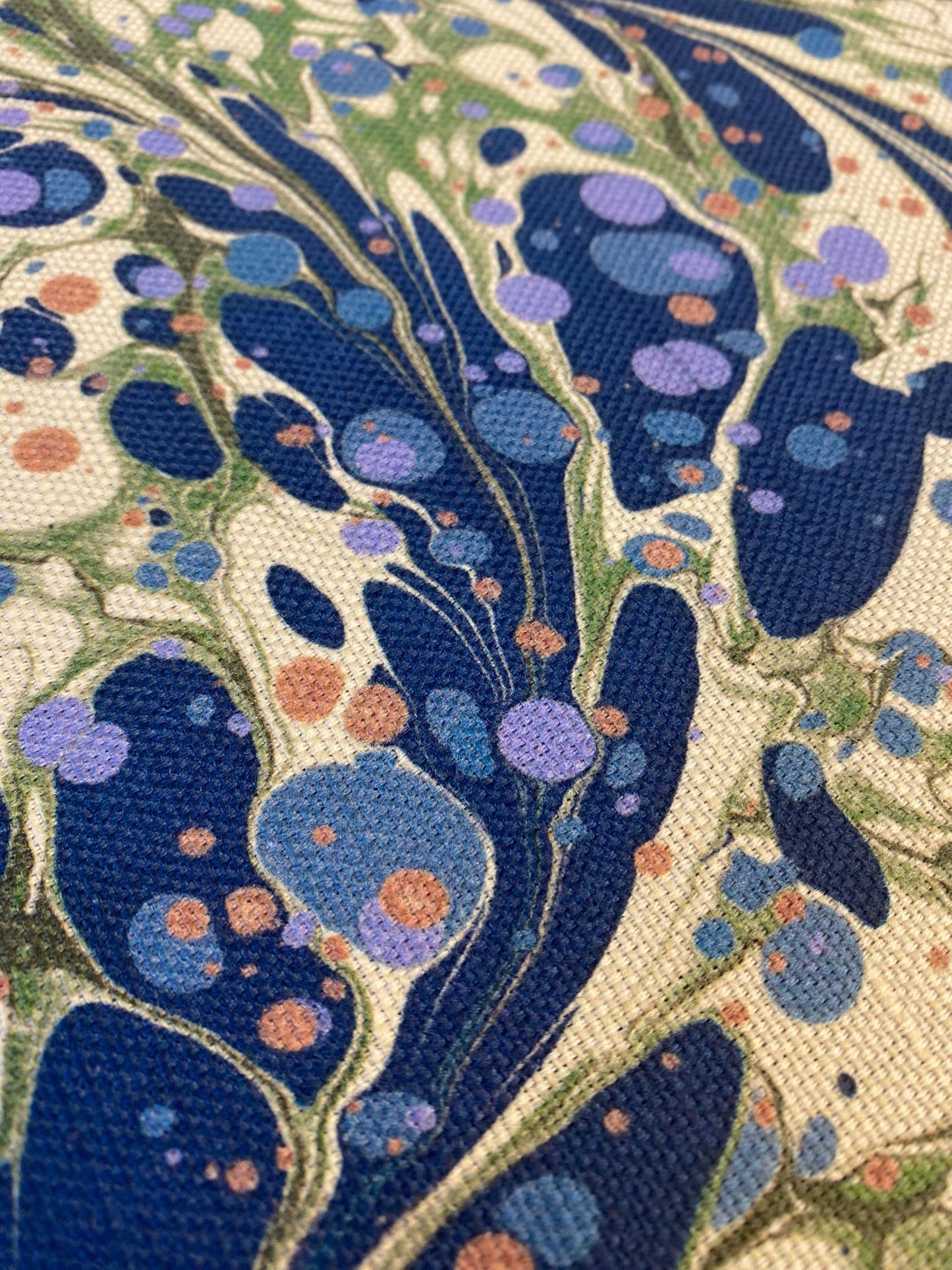 Marbled Fabric - 'Juniper' Col: Blue Anise - Linen / Cotton Union