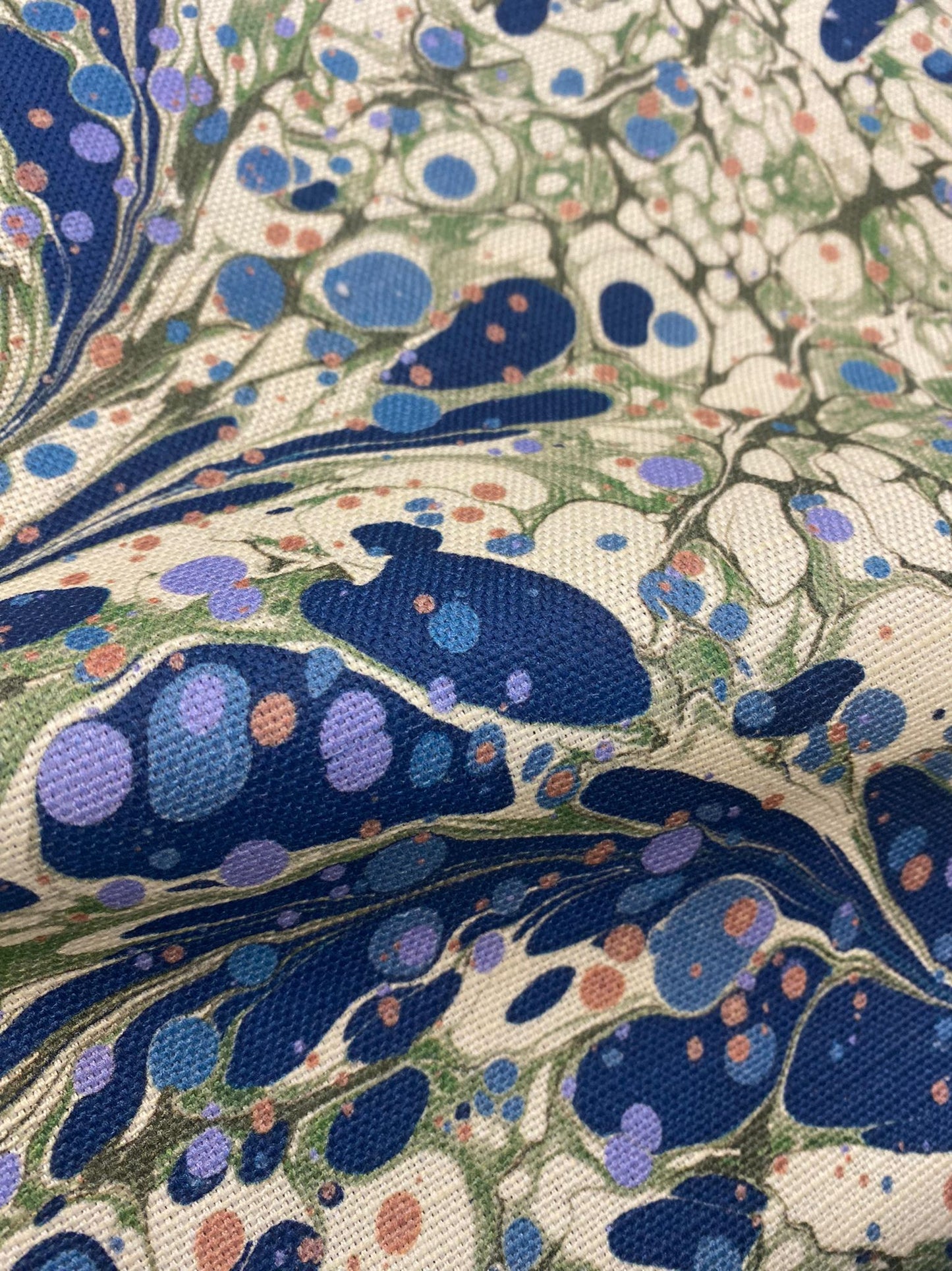 Marbled Fabric - 'Juniper' Col: Blue Anise - Linen / Cotton Union