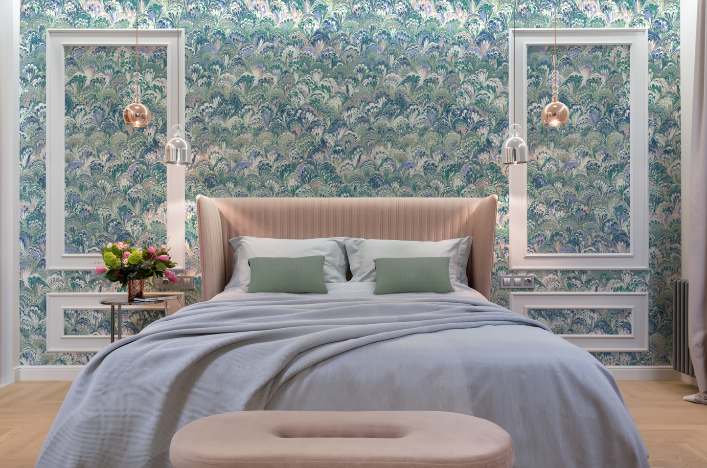 Marbled Wallpaper - 'Serpentine' Col: Spring - Eco Non-Woven