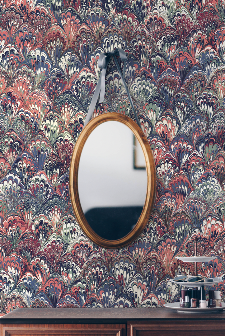 Printed Wallpaper - 'Serpentine' Col: Summer- Mica Coated Non-Woven