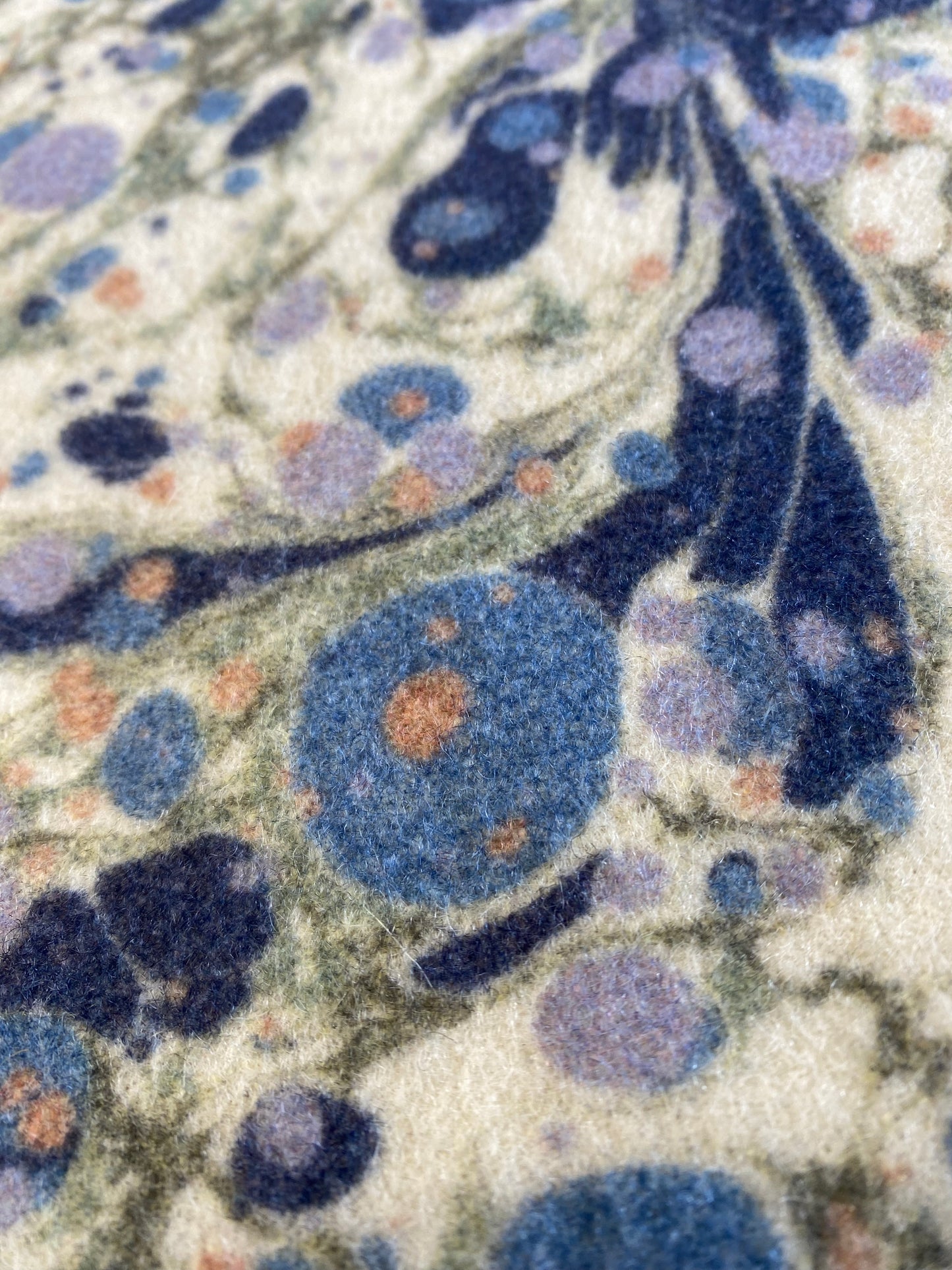 Printed Marbled Wool Fabric - 'Juniper' Col: Blue Anise - 100% Wool