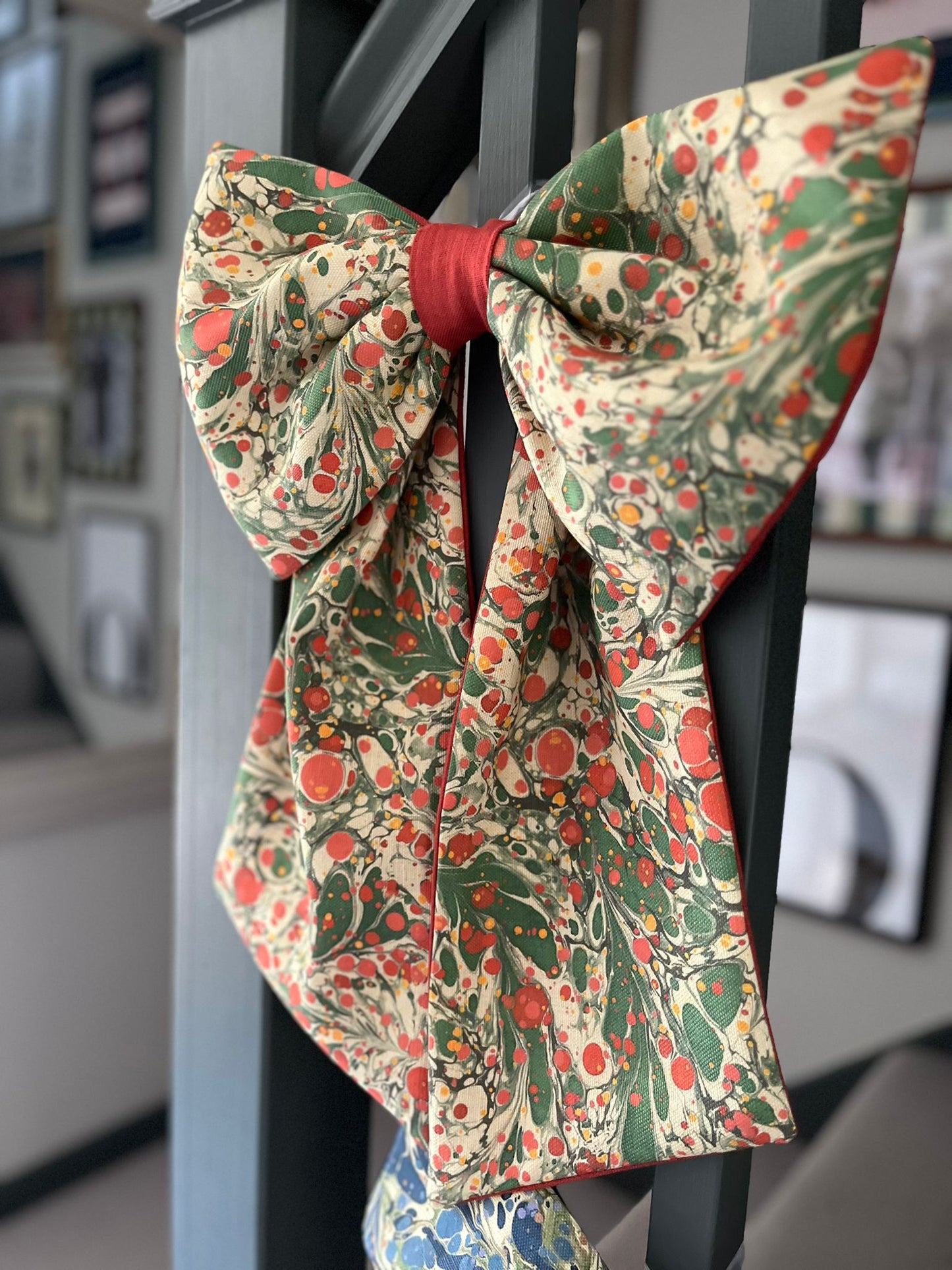 Linen Statement Marbled Bow - Juniper 'Jewel'