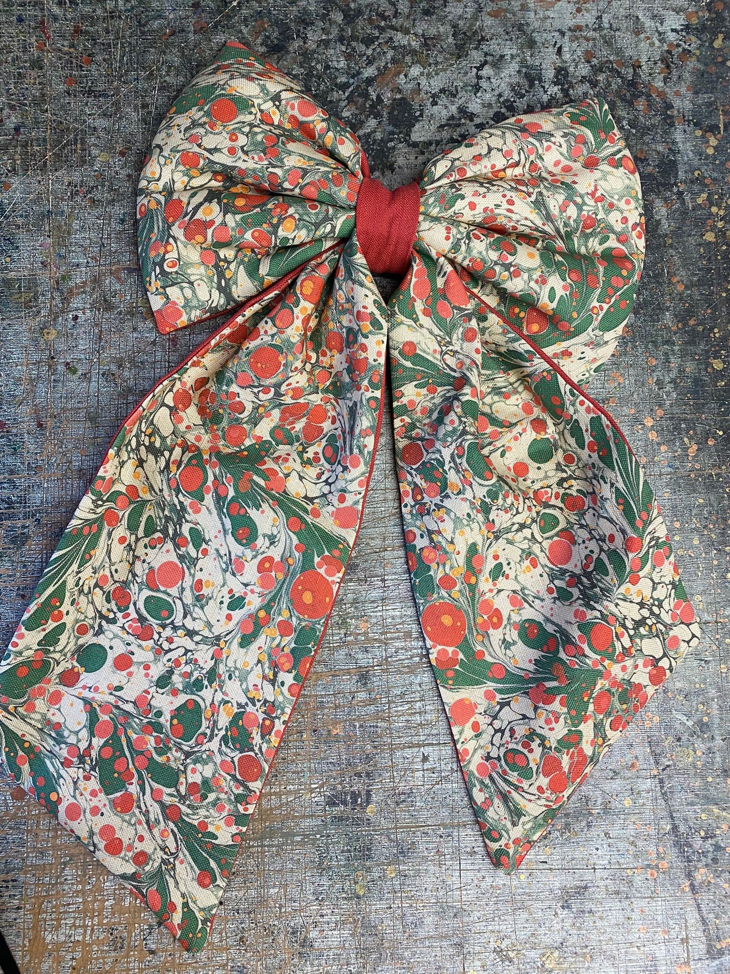 Linen Statement Marbled Bow - Juniper 'Jewel'