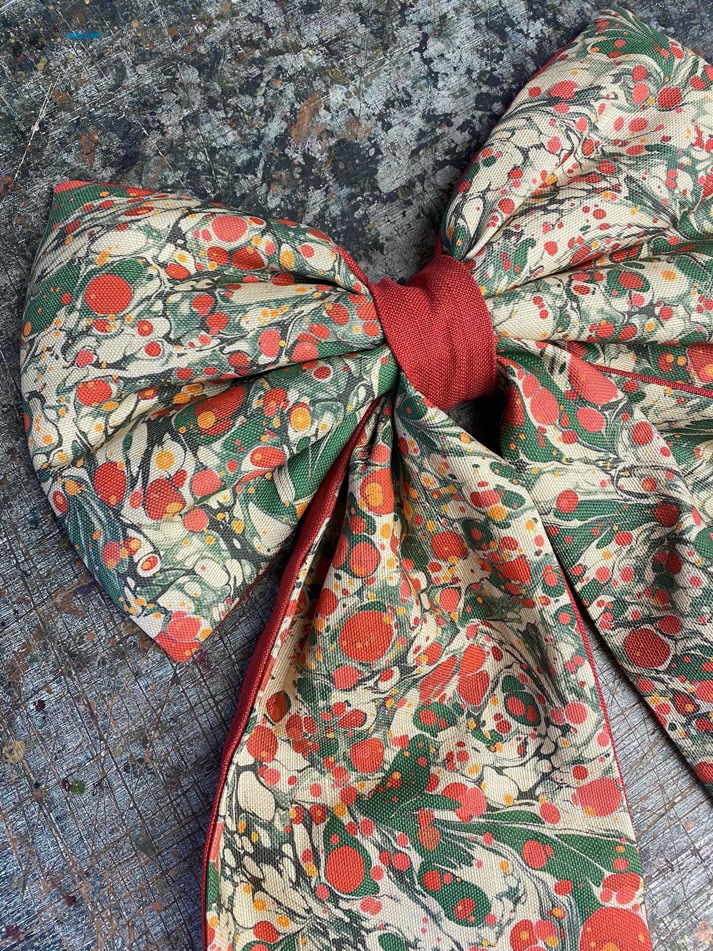 Linen Statement Marbled Bow - Juniper 'Jewel'