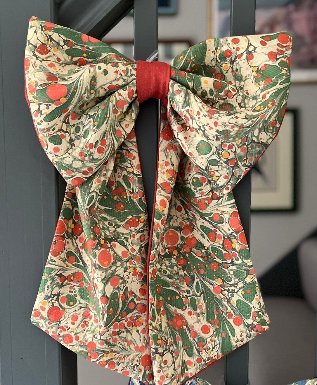 Linen Statement Marbled Bow - Juniper 'Jewel'