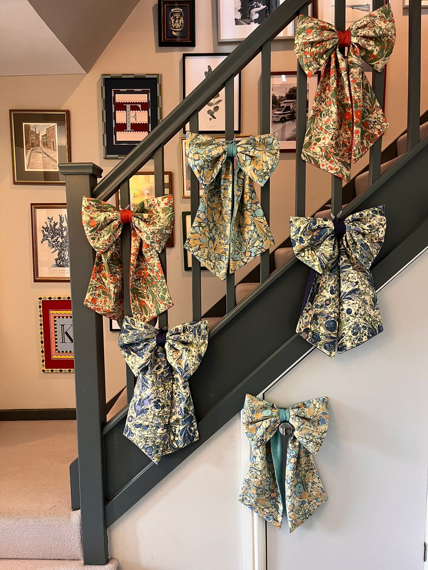 Linen Statement Marbled Bow - Juniper 'Jewel'