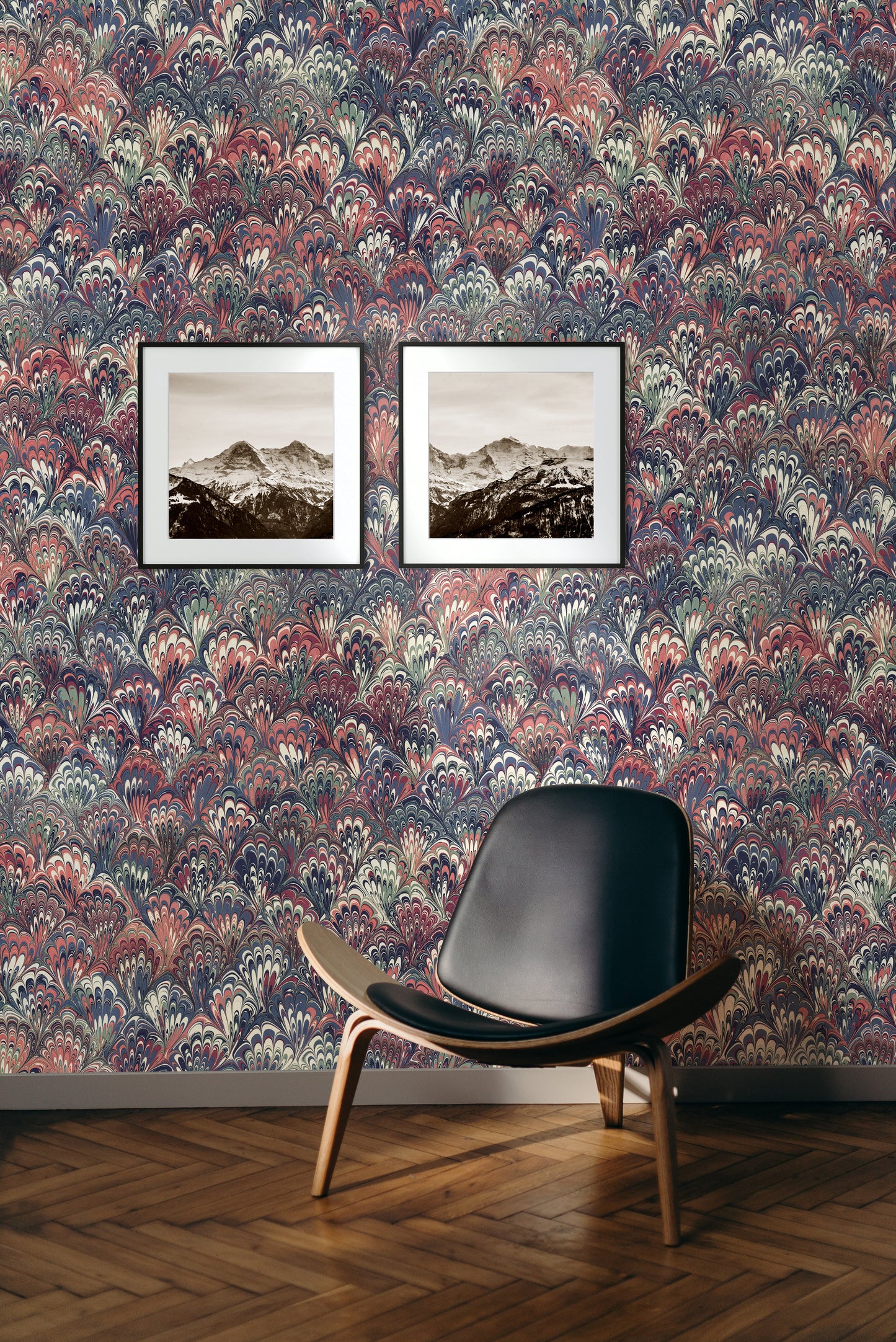 In Stock: Printed Wallpaper - 'Serpentine' Col: Summer- Mica Coated Non-Woven