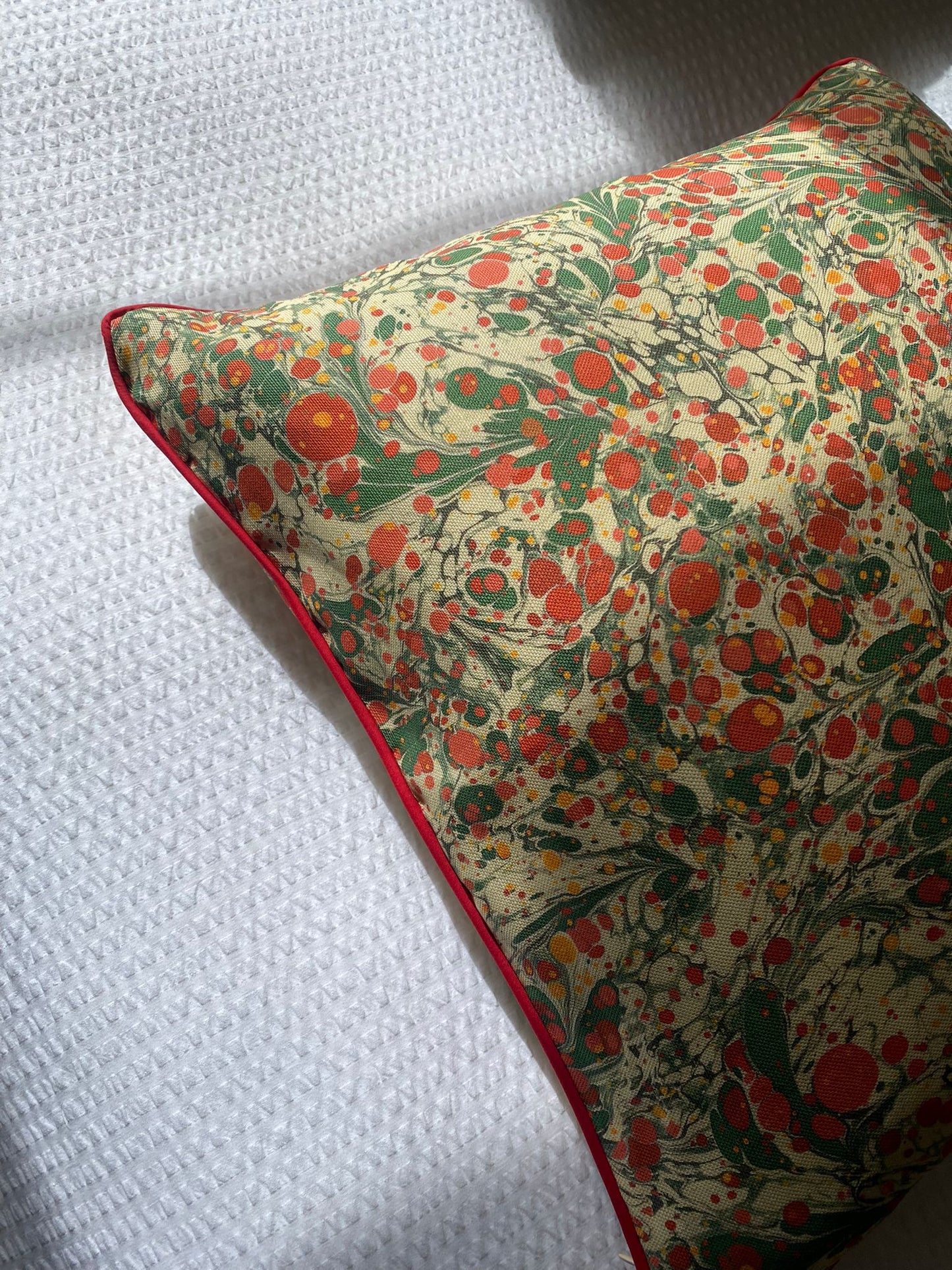 Linen Marbled Cushion - Juniper Jewel