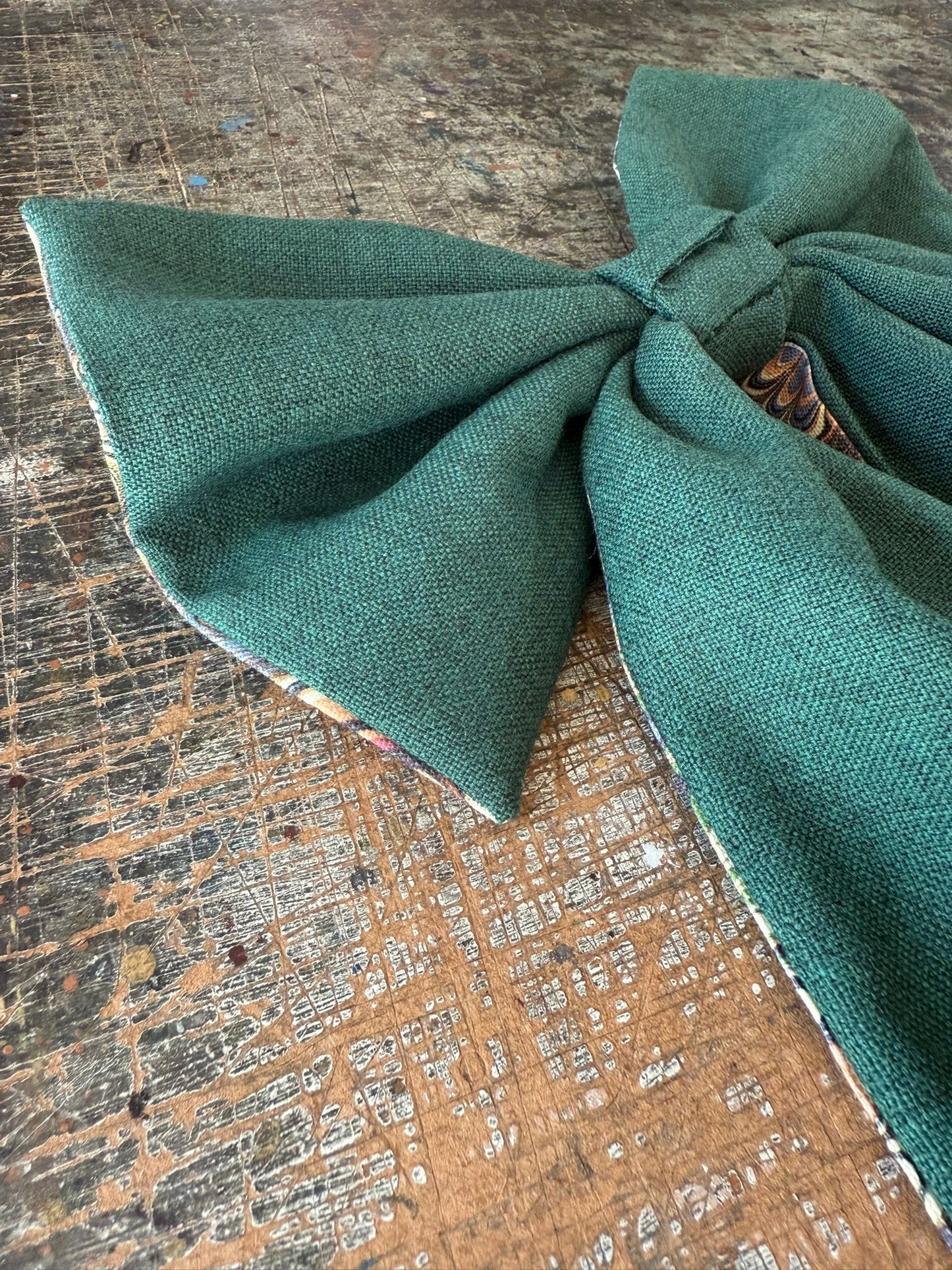 Linen Statement Marbled Bow - Serpentine 'Summer'