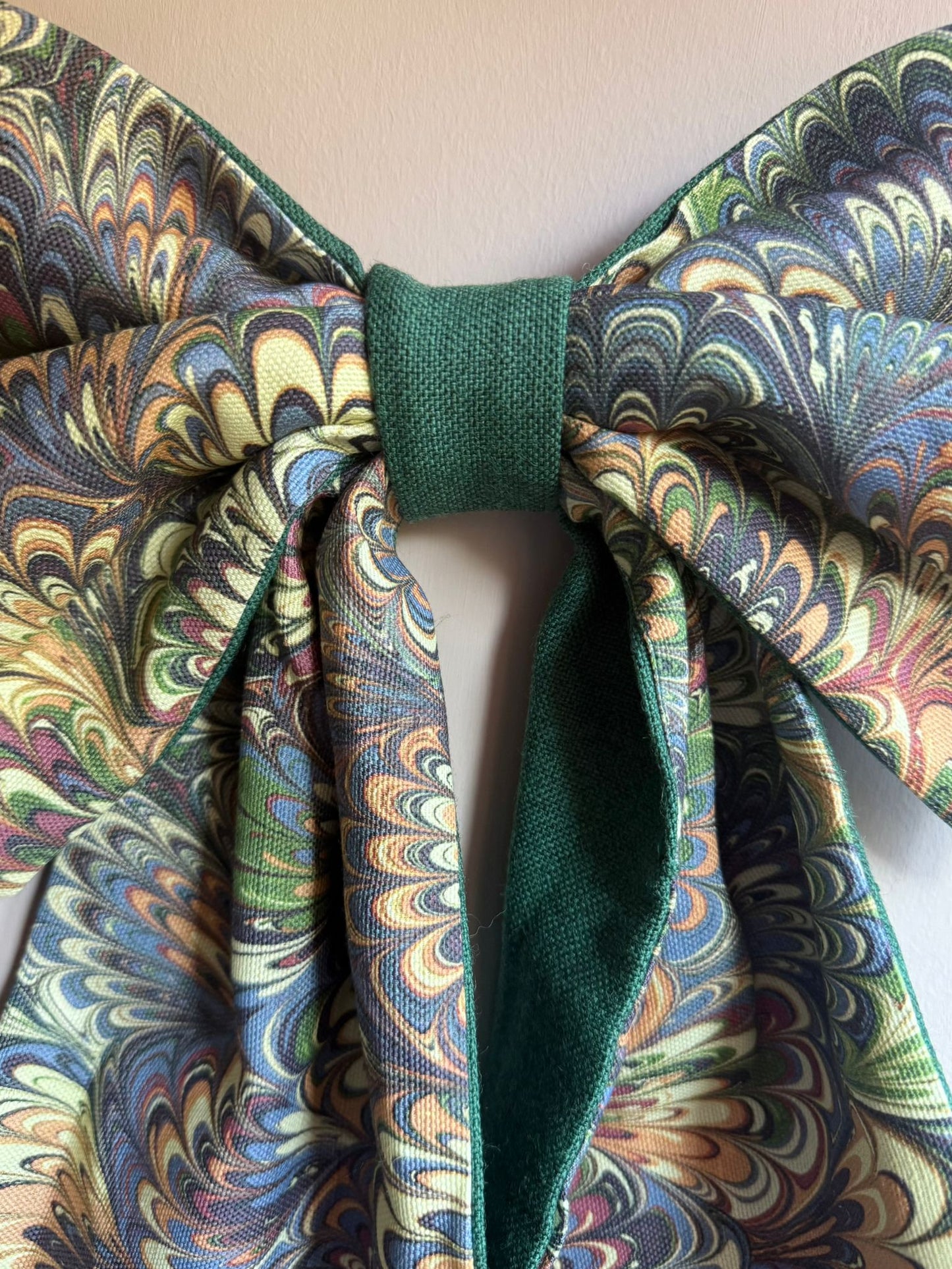 Linen Statement Marbled Bow - Serpentine 'Summer'