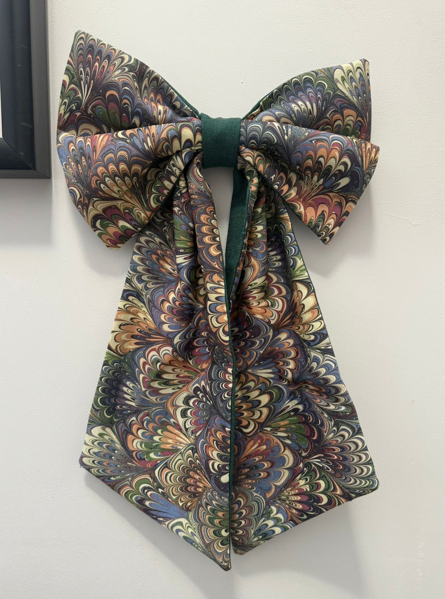 Linen Statement Marbled Bow - Serpentine 'Summer'