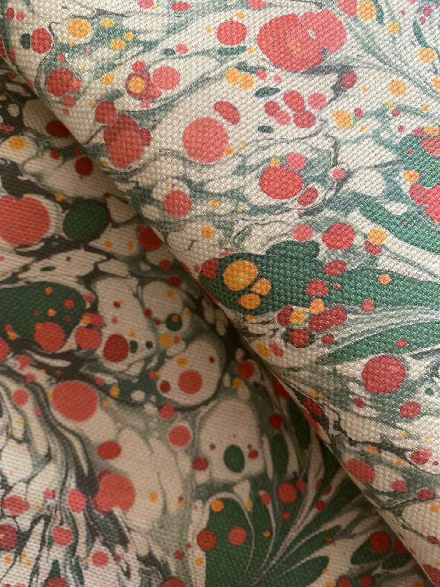 Marbled Fabric - 'Juniper' Col: Jewel - Linen / Cotton Union