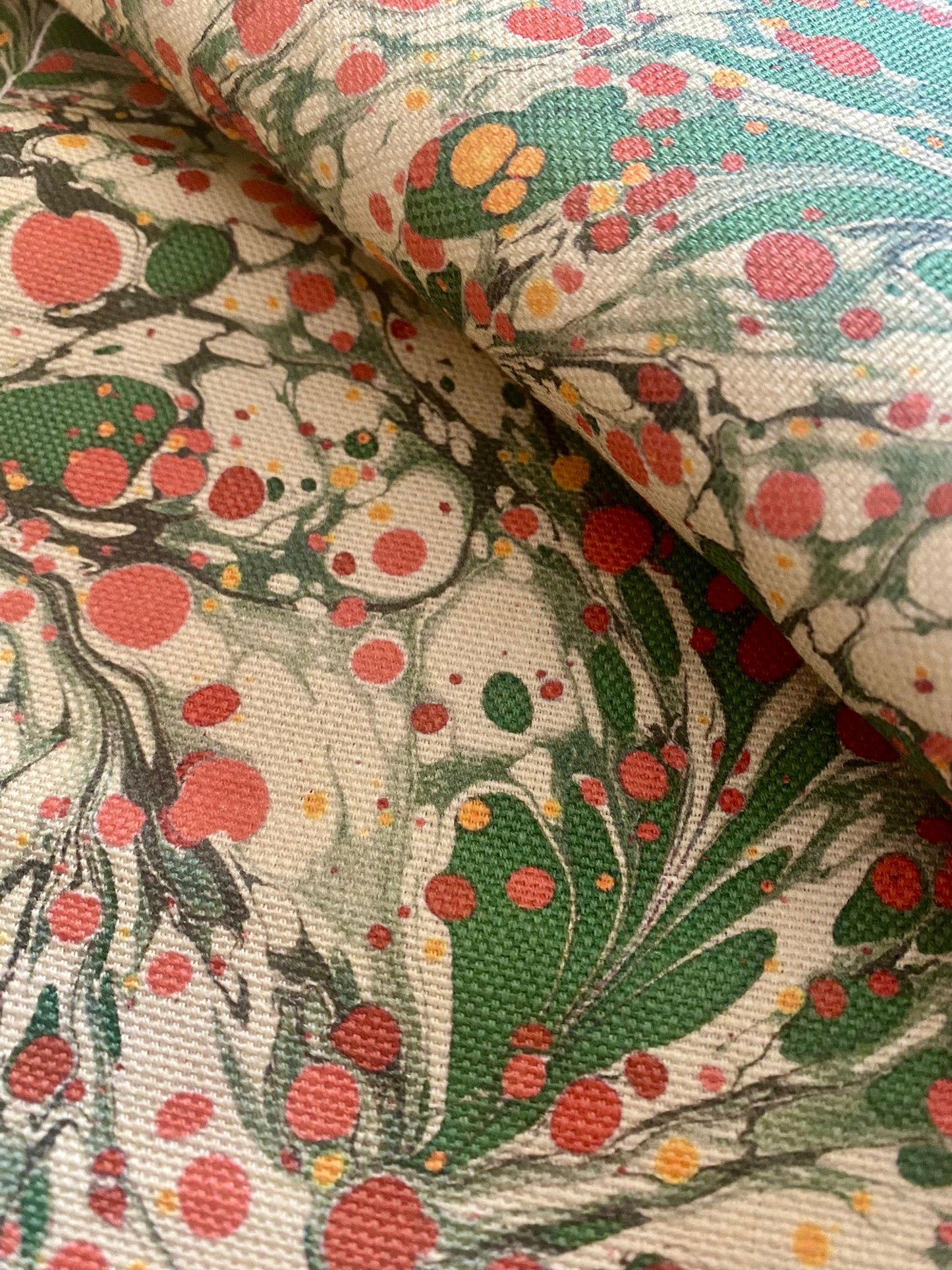 Marbled Fabric - 'Juniper' Col: Jewel - Linen / Cotton Union