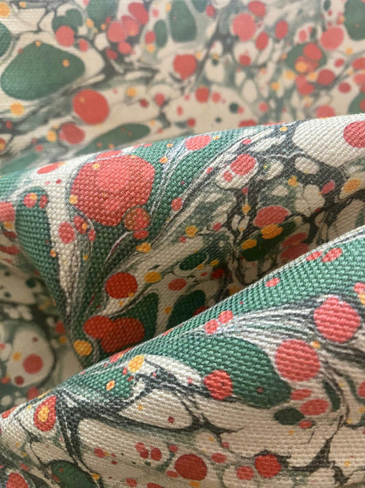 Marbled Fabric - 'Juniper' Col: Jewel - Linen / Cotton Union