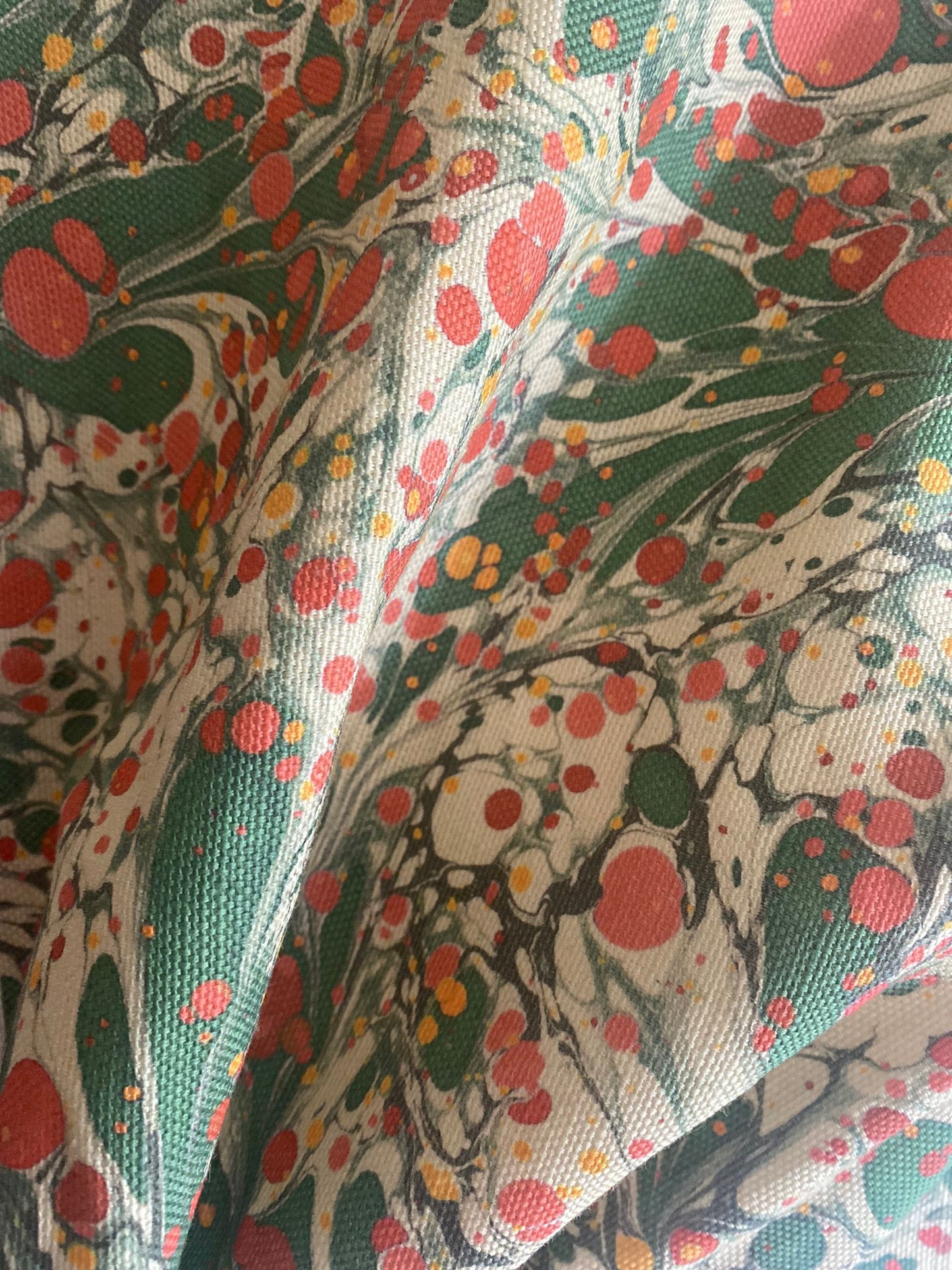 Marbled Fabric - 'Juniper' Col: Jewel - Linen / Cotton Union