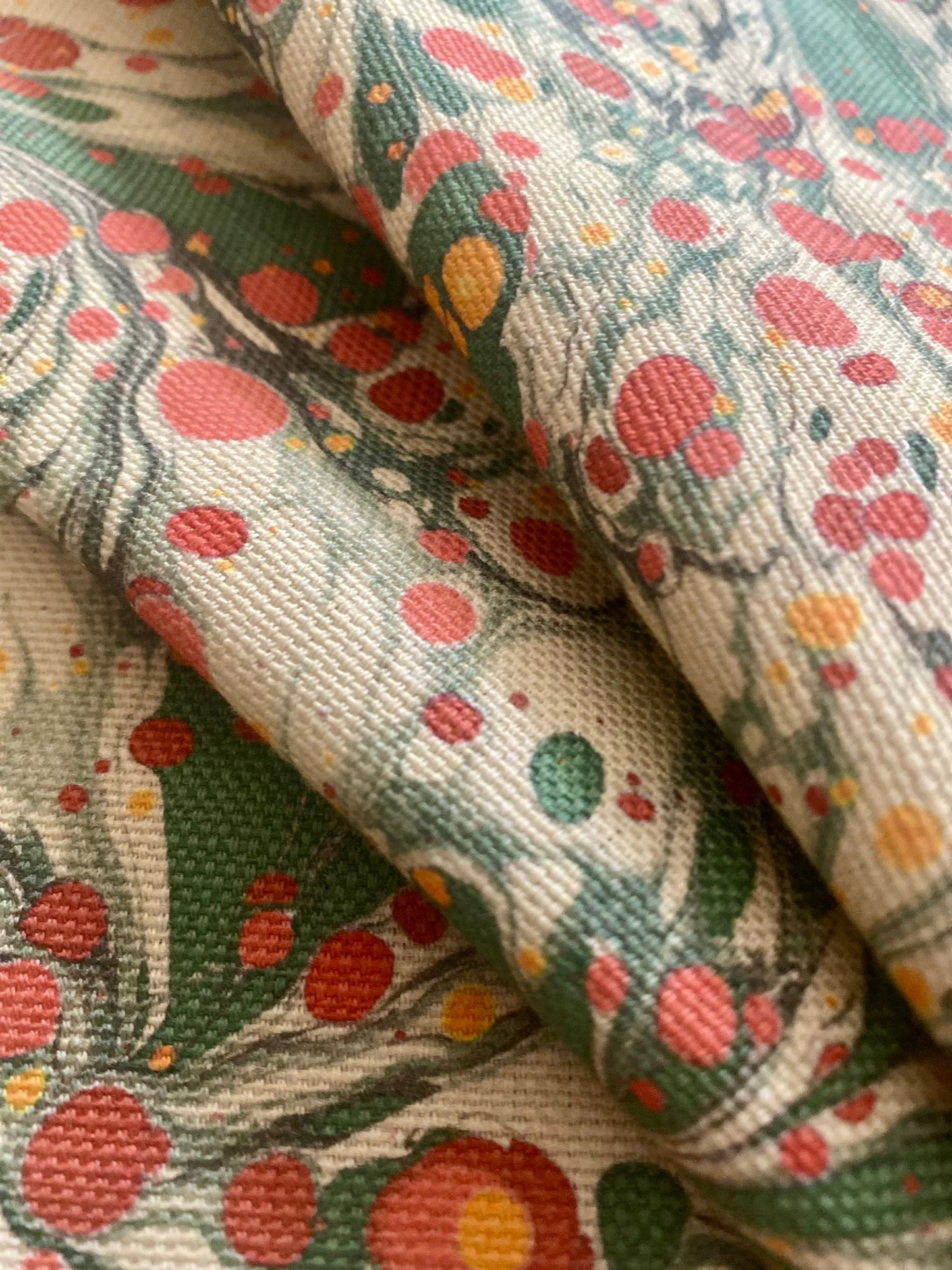 Marbled Fabric - 'Juniper' Col: Jewel - Linen / Cotton Union
