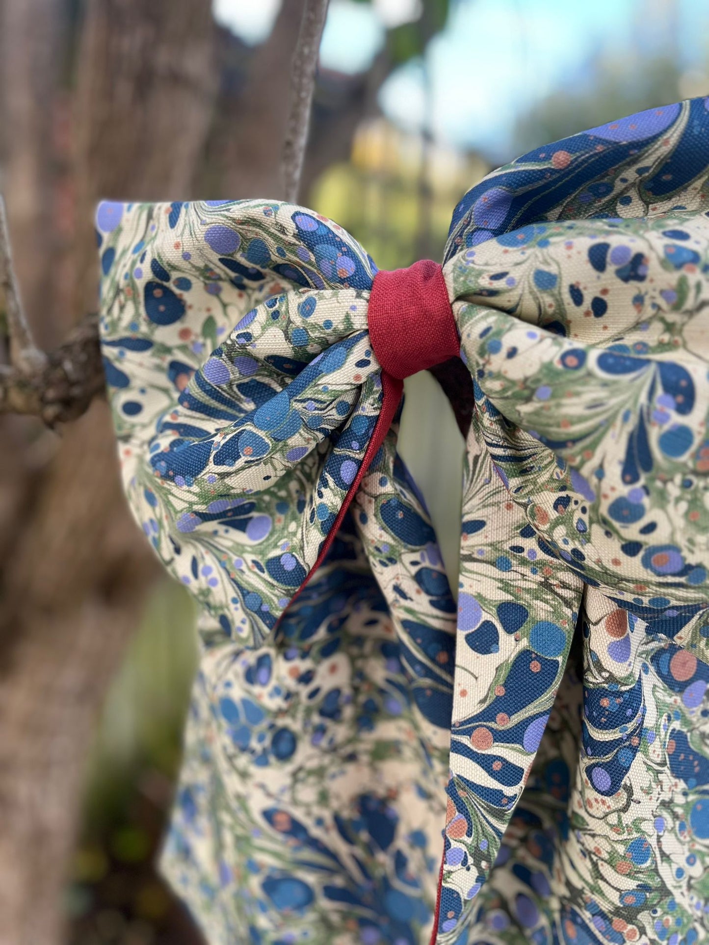 Linen Statement Marbled Bow - Juniper 'Blue Anise'
