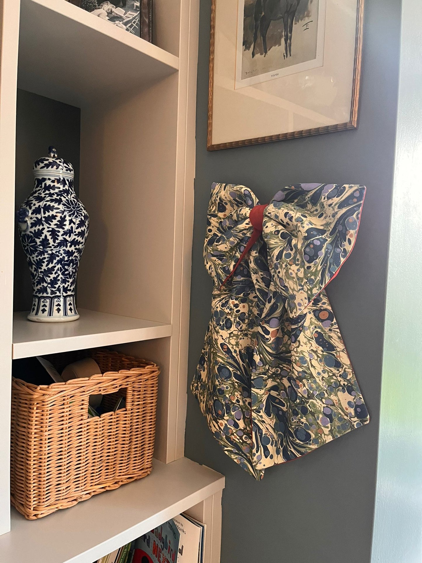Linen Statement Marbled Bow - Juniper 'Blue Anise'