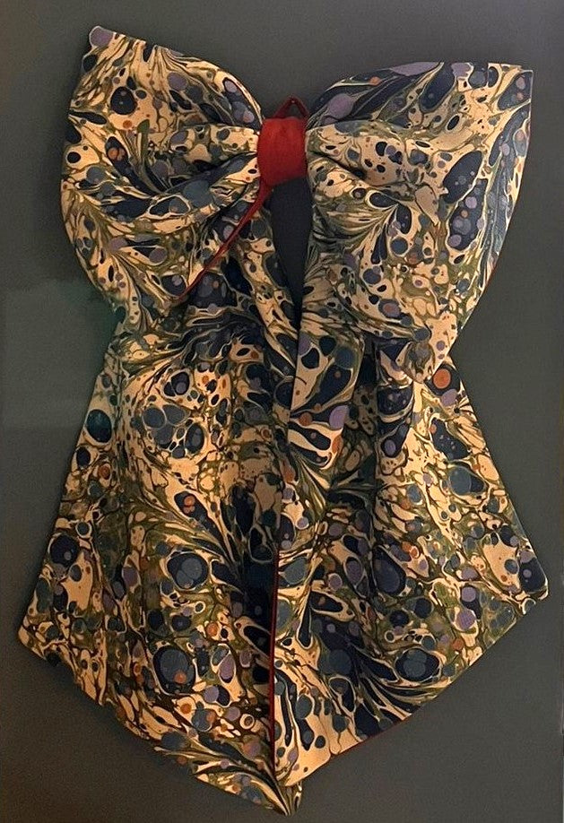Linen Statement Marbled Bow - Juniper 'Blue Anise'