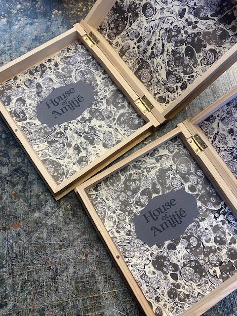 In Stock: Marbled Wallpaper & Fabric Sample Box - 'The Gold Book'