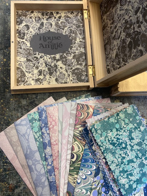 In Stock: Marbled Wallpaper & Fabric Sample Box - 'The Gold Book'