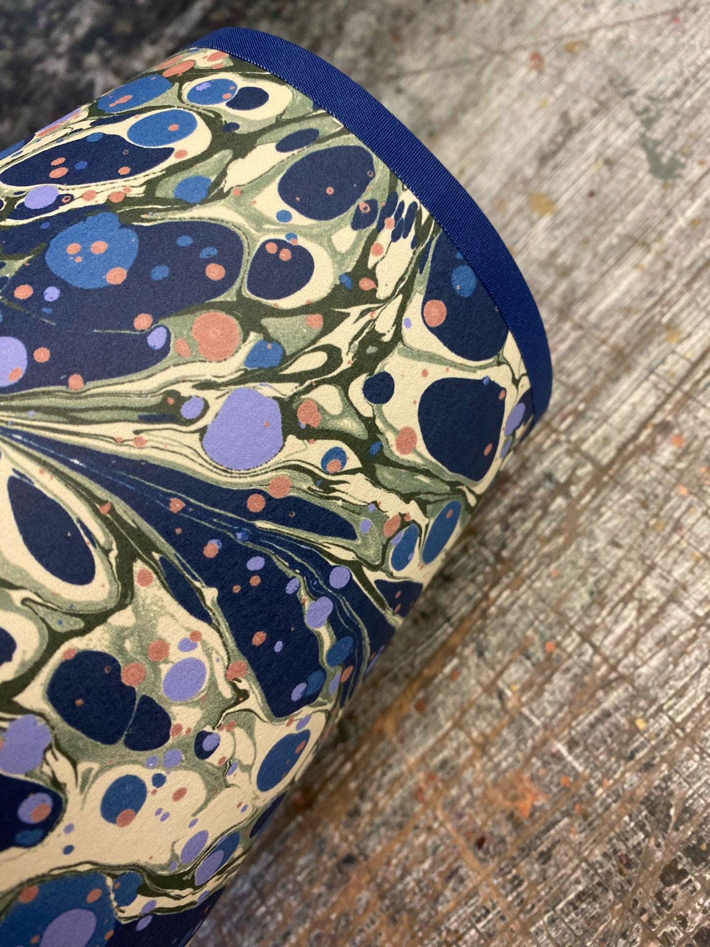 In Stock: House of Amitié Marbled Paper Lampshade - Juniper Blue Anise - Empire - Size Small