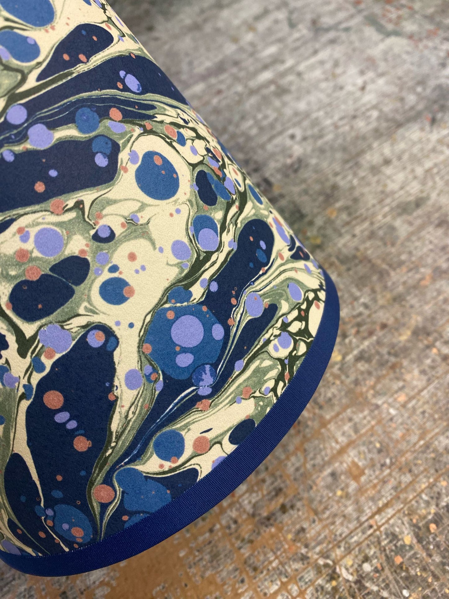 In Stock: House of Amitié Marbled Paper Lampshade - Juniper Blue Anise - Empire - Size Small