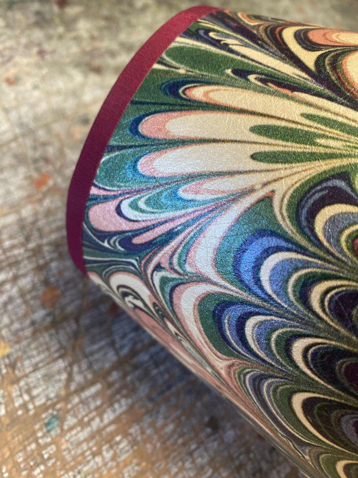 In Stock: House of Amitié Marbled Paper Lampshade - Serpentine Summer - Empire - Size Small