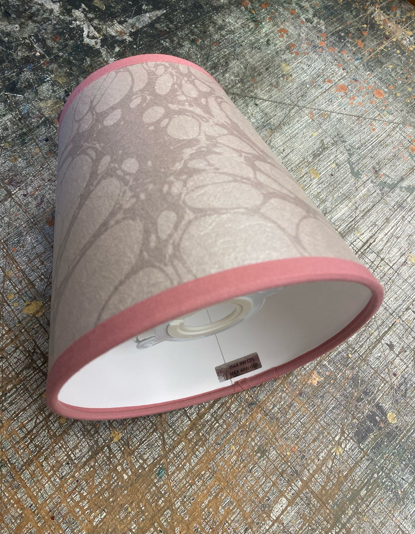 In Stock: House of Amitié Marbled Paper Lampshade - Moucheté Silver Ghost - Empire - Size Small