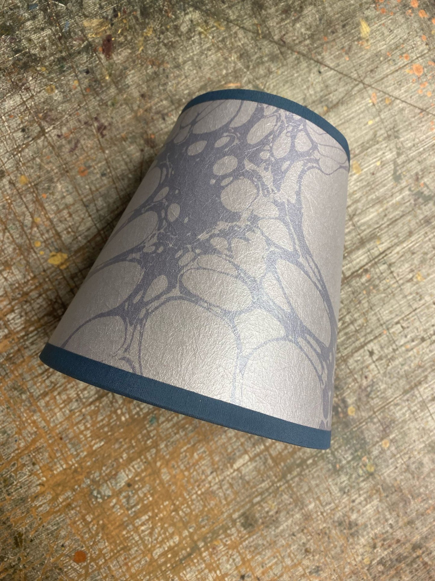 In Stock: House of Amitié Marbled Paper Lampshade - Moucheté Sea Holly - Empire - Size Small