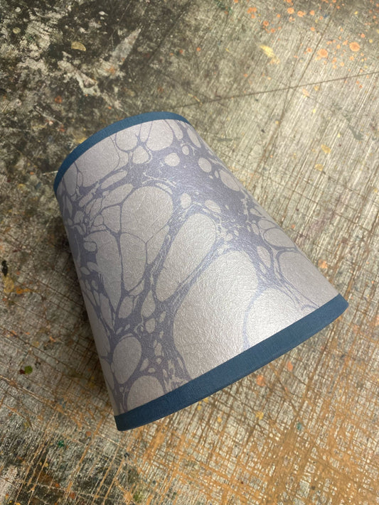 In Stock: House of Amitié Marbled Paper Lampshade - Moucheté Sea Holly - Empire - Size Small