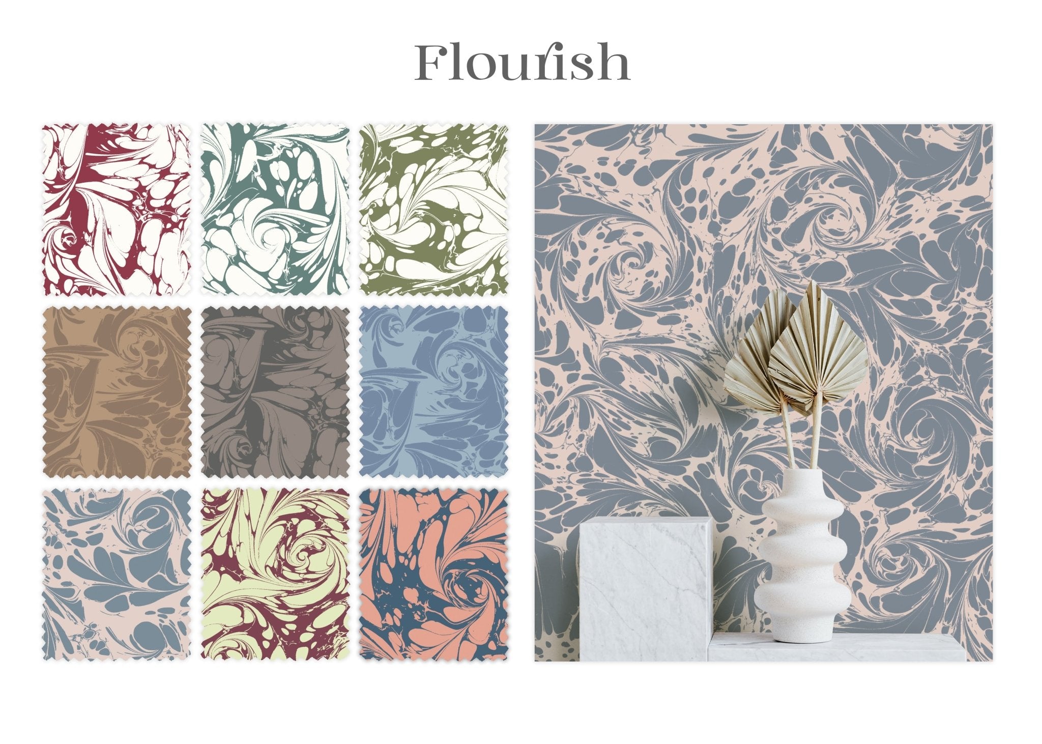 House of Amitié - Custom Marbled Wallpaper - 'Flourish' - Eco or Mica Non Woven - House of Amitiéproduct_type#WAL - CUSTOM - FLOURISH - ECO