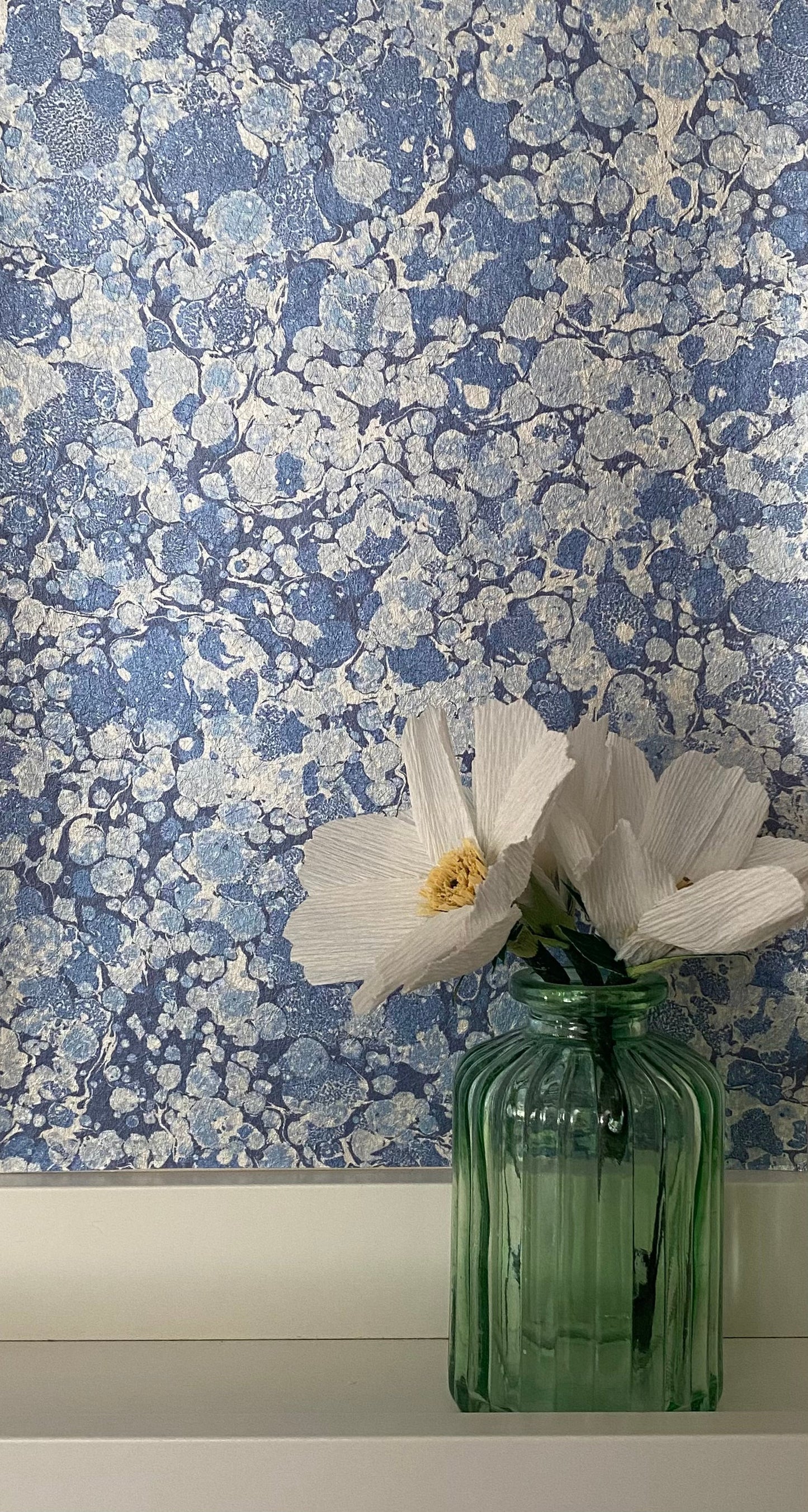 In Stock: Printed Wallpaper - 'Ditzy' Col: Blue Daze - Mica Coated Non-Woven