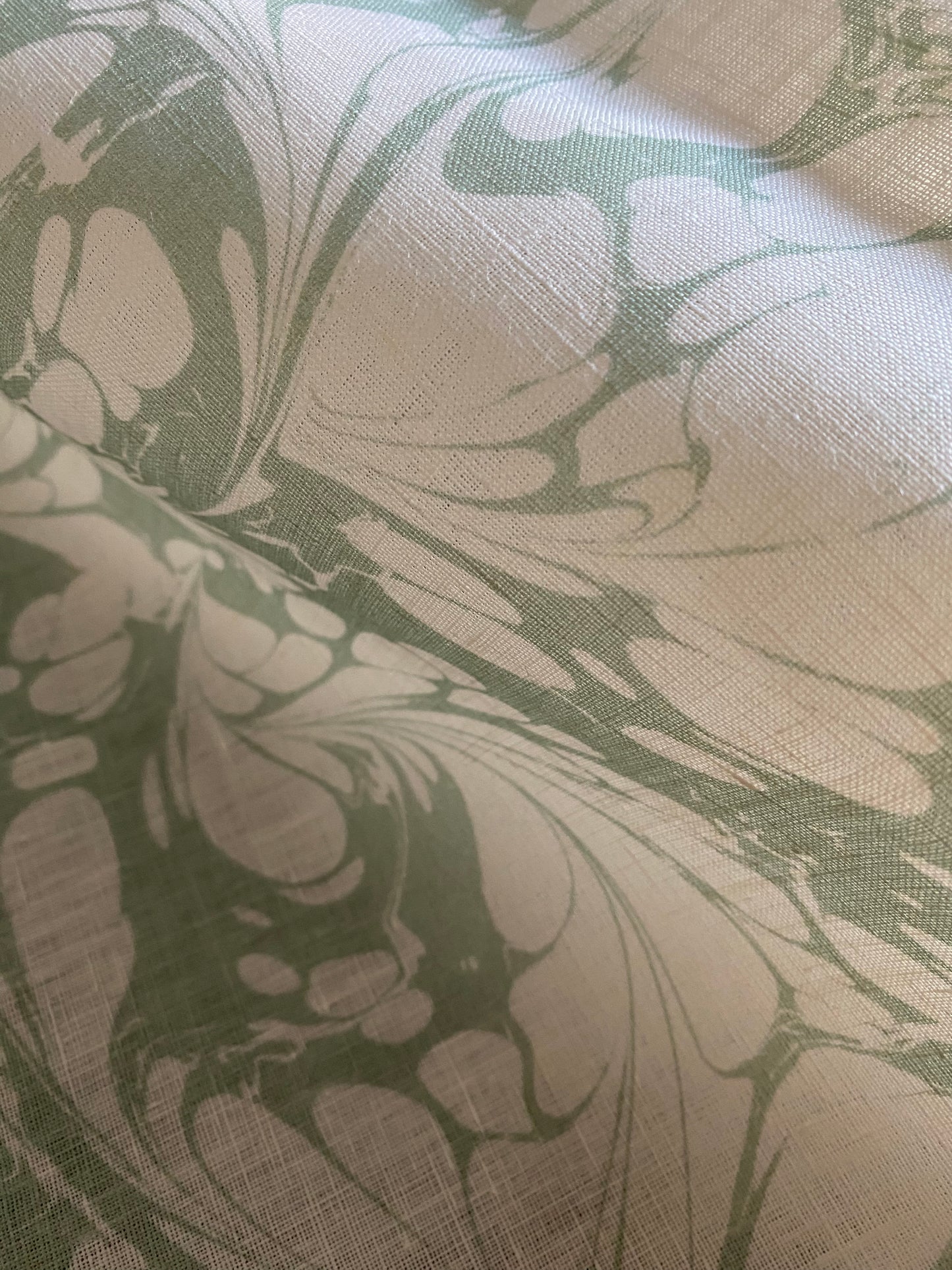 Printed Fabric - 'Flourish' Col: Willow - 100% Fine Linen